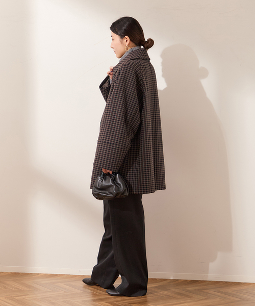journal standard L'essage(ジャーナルスタンダードレサージュ)の「チェックワイドコート(その他アウター・レディース・ボルドー/ブラウン系その他・FREE)」の13枚目の写真