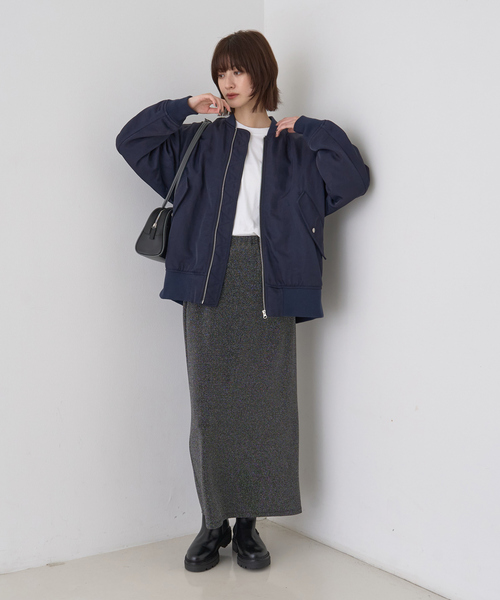 Rouge vif(ルージュヴィフ)の「ラメグリッタージャージナロースカート(スカート・レディース・シルバー/ブラック・38/36)」の14枚目の写真