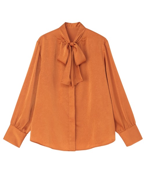 TOKYO SHIRTS（トウキョウシャツ）の「クラッシュスエード ボウタイブラウス 長袖（シャツ/ブラウス・レディース・オフホワイト/ブラック/オレンジ・M/L）」の3枚目の写真