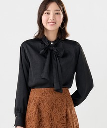 TOKYO SHIRTS | クラッシュスエード ボウタイブラウス 長袖(シャツ/ブラウス)