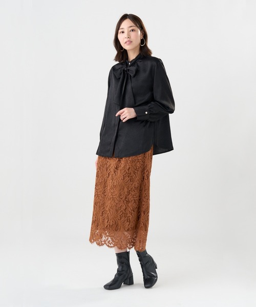 TOKYO SHIRTS（トウキョウシャツ）の「クラッシュスエード ボウタイブラウス 長袖（シャツ/ブラウス・レディース・オフホワイト/ブラック/オレンジ・M/L）」の12枚目の写真