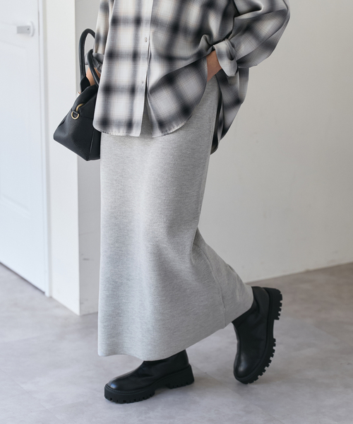 グレー系 ニット タイトスカート ソフトタッチニットタイトスカート 秋 冬[品番：SHNW0010196]｜SHEENA