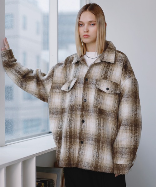 セール】アソートチェックシャギーシャツジャケット（その他アウター