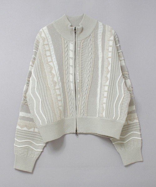 RNA-N(アールエヌエーエヌ)の「K2731 3DニットZIP UPカーデ(カーディガン/ボレロ・レディース・グレー×サックスブルー/ナチュラル/ブラック・FREE)」の7枚目の写真