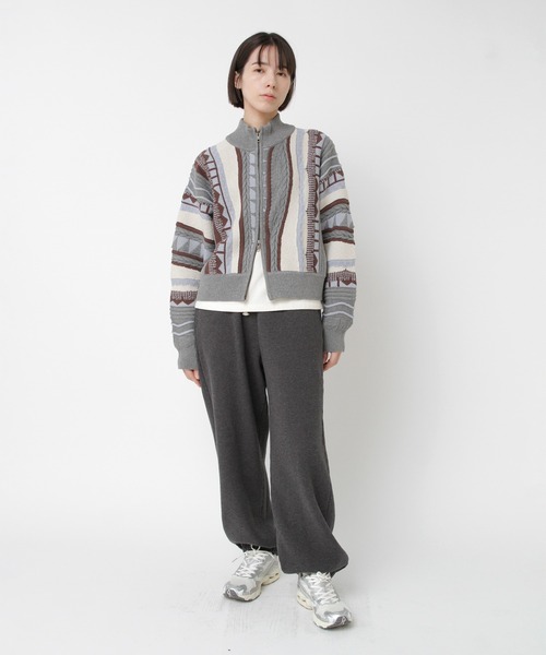 RNA-N(アールエヌエーエヌ)の「K2731 3DニットZIP UPカーデ(カーディガン/ボレロ・レディース・グレー×サックスブルー/ナチュラル/ブラック・FREE)」の10枚目の写真