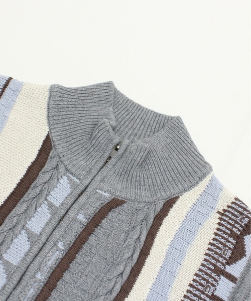 RNA-N(アールエヌエーエヌ)の「K2731 3DニットZIP UPカーデ(カーディガン/ボレロ・レディース・グレー×サックスブルー/ナチュラル/ブラック・FREE)」の14枚目の写真