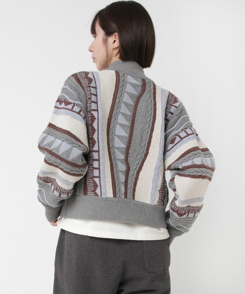 RNA-N(アールエヌエーエヌ)の「K2731 3DニットZIP UPカーデ(カーディガン/ボレロ・レディース・グレー×サックスブルー/ナチュラル/ブラック・FREE)」の22枚目の写真
