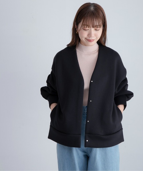 URBAN RESEARCH Sonny Label（アーバンリサーチサニーレーベル）の「『WEB限定』ダンボールVネックカットブルゾン（ブルゾン・レディース・アイボリー/グレー系その他/ブラック・FREE）」の14枚目の写真