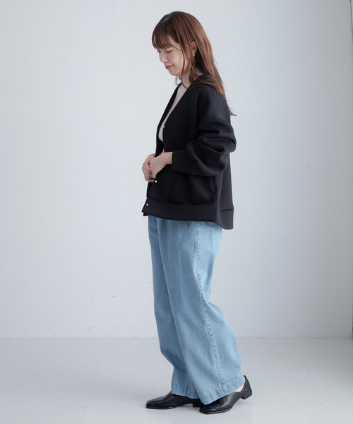 URBAN RESEARCH Sonny Label（アーバンリサーチサニーレーベル）の「『WEB限定』ダンボールVネックカットブルゾン（ブルゾン・レディース・アイボリー/グレー系その他/ブラック・FREE）」の16枚目の写真