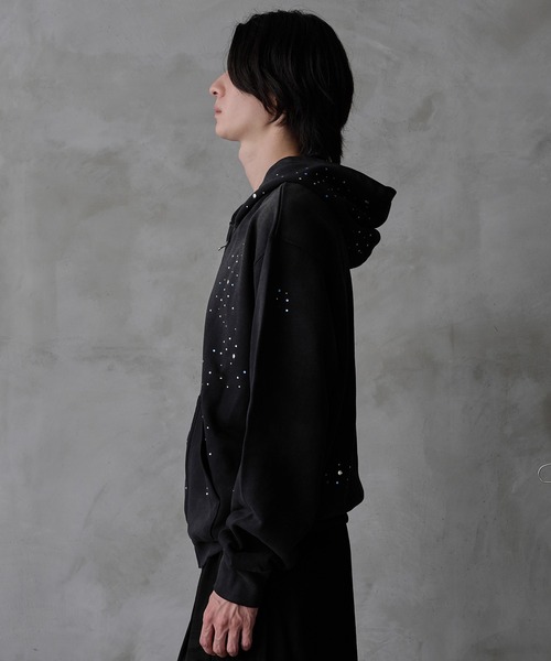 Rhinestone zip hoodie / ラインストーンジップフーディ（パーカー