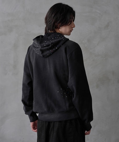セール】Rhinestone zip hoodie / ラインストーンジップフーディ