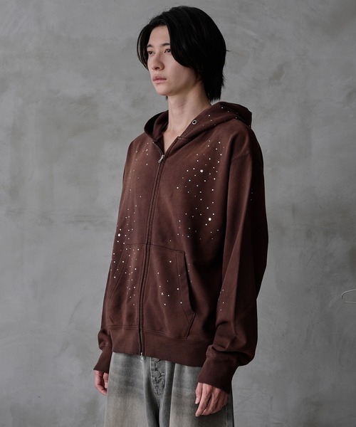 EPNK（イーピーエヌケー）の「Rhinestone zip hoodie / ラインストーンジップフーディ（パーカー・メンズ・ブラウン/ブラック・MEDIUM/LARGE）」の20枚目の写真
