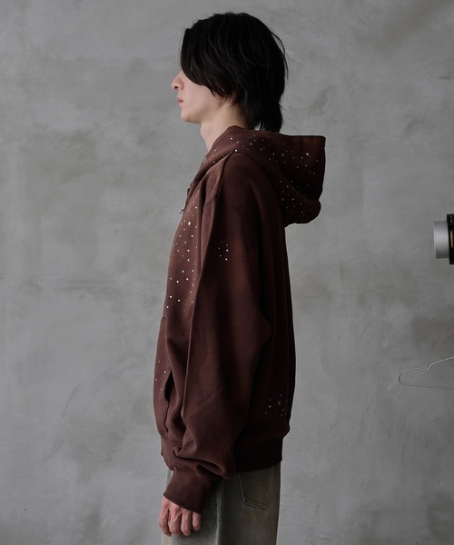 EPNK（イーピーエヌケー）の「Rhinestone zip hoodie / ラインストーンジップフーディ（パーカー・メンズ・ブラウン/ブラック・MEDIUM/LARGE）」の21枚目の写真