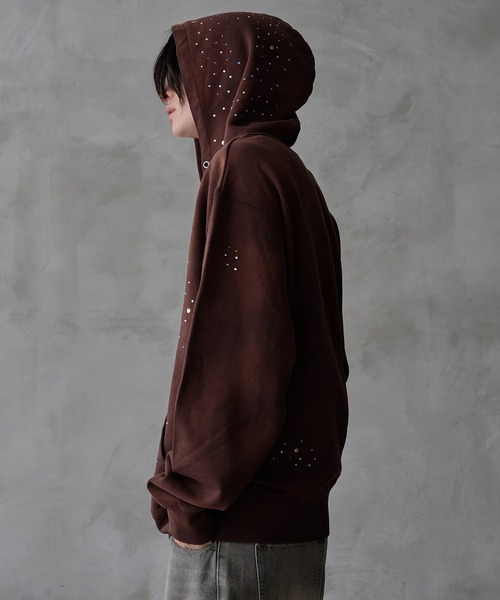 Rhinestone zip hoodie / ラインストーンジップフーディ（パーカー