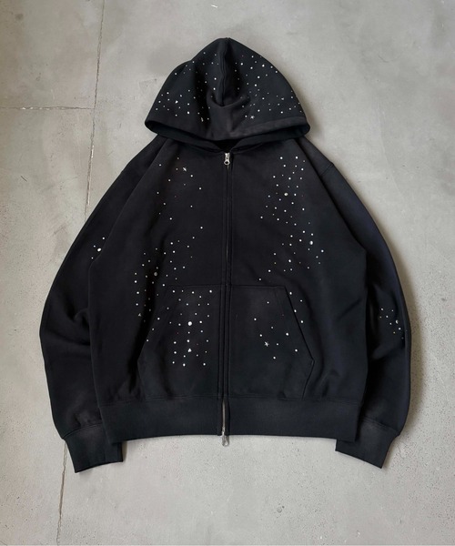 Rhinestone zip hoodie / ラインストーンジップフーディ（パーカー