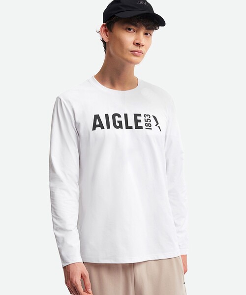 AIGLE(エーグル)の「UVカット ロングスリーブロゴTシャツ RP(Tシャツ/カットソー・メンズ・ダークネイビー/ホワイト/ブラック・L/S/M)」の2枚目の写真