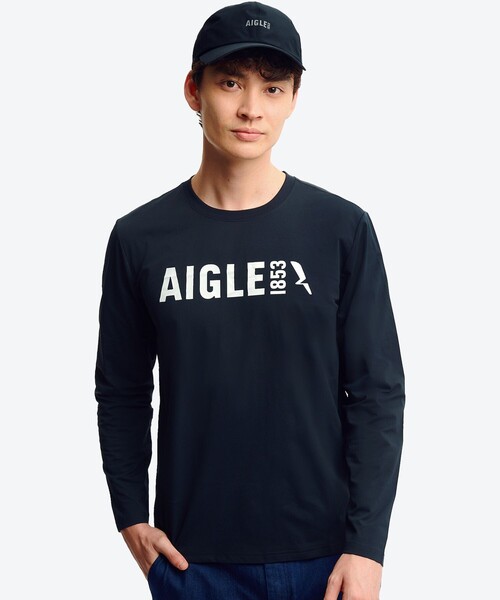 AIGLE(エーグル)の「UVカット ロングスリーブロゴTシャツ RP(Tシャツ/カットソー・メンズ・ダークネイビー/ホワイト/ブラック・L/S/M)」の3枚目の写真