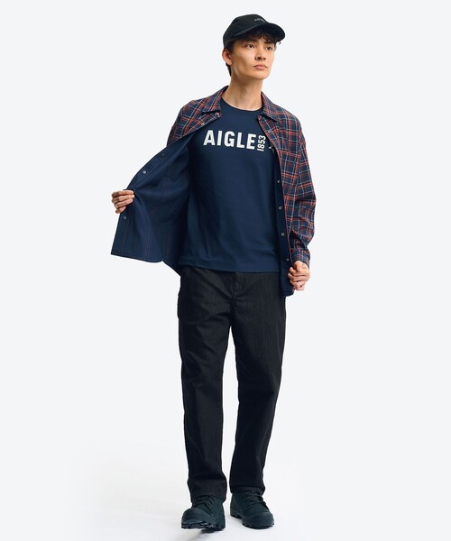 AIGLE(エーグル)の「UVカット ロングスリーブロゴTシャツ RP(Tシャツ/カットソー・メンズ・ダークネイビー/ホワイト/ブラック・L/S/M)」の4枚目の写真