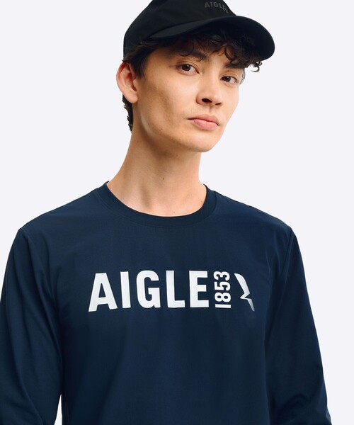 AIGLE(エーグル)の「UVカット ロングスリーブロゴTシャツ RP(Tシャツ/カットソー・メンズ・ダークネイビー/ホワイト/ブラック・L/S/M)」の5枚目の写真
