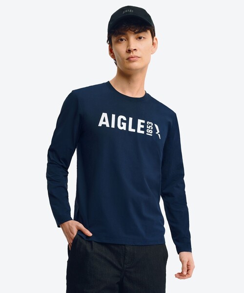 AIGLE(エーグル)の「UVカット ロングスリーブロゴTシャツ RP(Tシャツ/カットソー・メンズ・ダークネイビー/ホワイト/ブラック・L/S/M)」の6枚目の写真