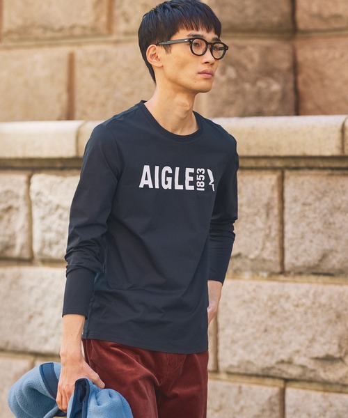 AIGLE(エーグル)の「UVカット ロングスリーブロゴTシャツ RP(Tシャツ/カットソー・メンズ・ダークネイビー/ホワイト/ブラック・L/S/M)」の7枚目の写真