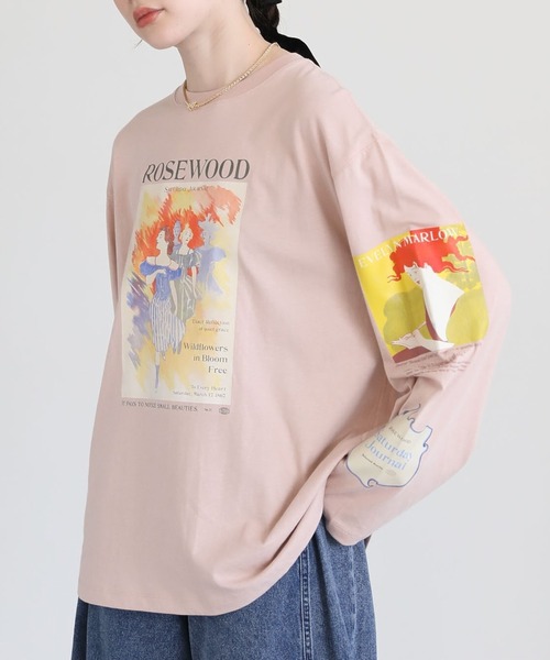 Sugar spoon(シュガースプーン)の「・SUGAR SPOON アートptロンTEE(Tシャツ/カットソー・レディース・オフホワイト/ブラック/ライトピンク・FREE)」の3枚目の写真