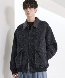 ETELIO | ウール混ツイード切り替えダブルジップジャケット(その他アウター)