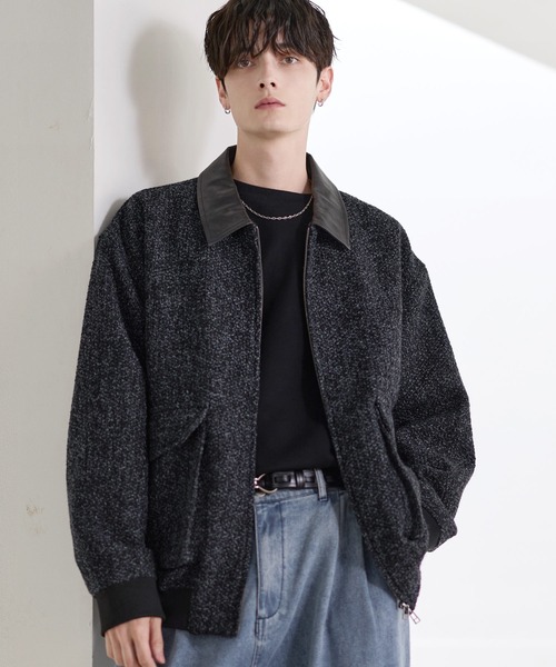 ETELIO（エテリオ）の「ウール混ツイード切り替えダブルジップ