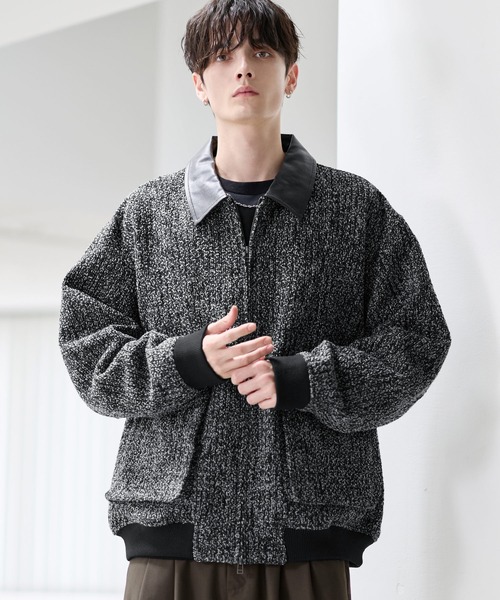 ETELIO（エテリオ）の「ウール混ツイード切り替えダブルジップジャケット（その他アウター・メンズ・グレー/ブラック/ブラウン/ブラック系・S/M/L/XL）」の17枚目の写真