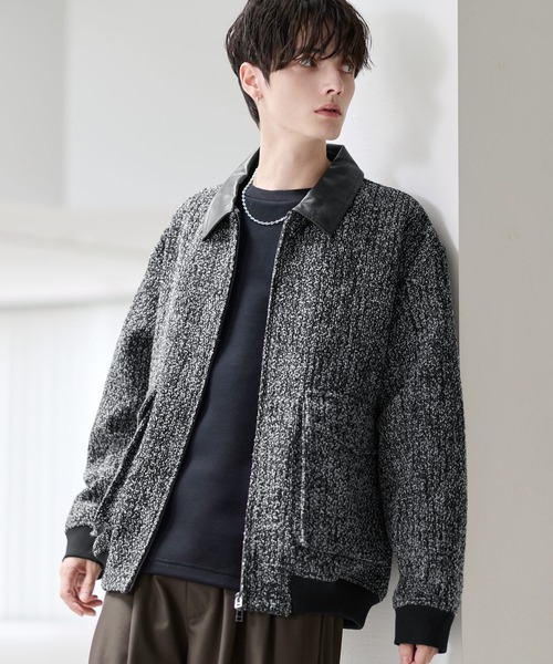 ETELIO（エテリオ）の「ウール混ツイード切り替えダブルジップジャケット（その他アウター・メンズ・グレー/ブラック/ブラウン/ブラック系・S/M/L/XL）」の19枚目の写真