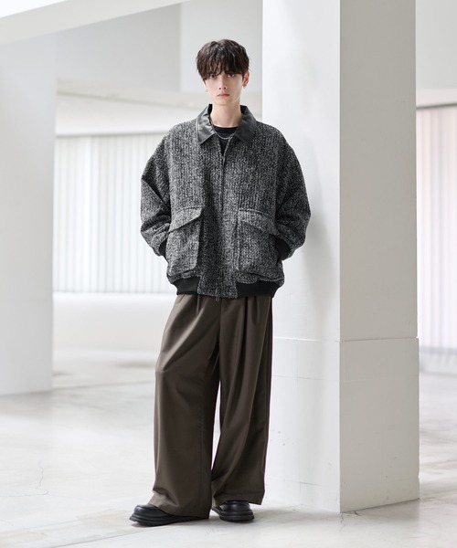 ETELIO（エテリオ）の「ウール混ツイード切り替えダブルジップ