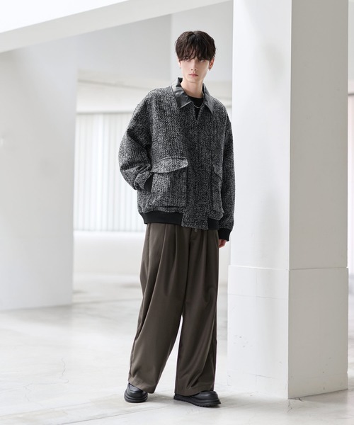 ETELIO（エテリオ）の「ウール混ツイード切り替えダブルジップ