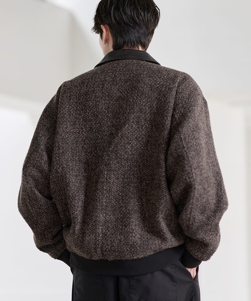 ウール混ツイード切り替えダブルジップジャケット（その他アウター