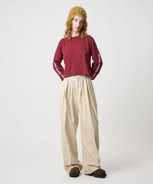 6（ロク）の「＜6(ROKU)＞SOMEHTING NEW ロングスリーブTシャツ（Tシャツ/カットソー・レディース・ホワイト/ワイン・S/L）」の3枚目の写真