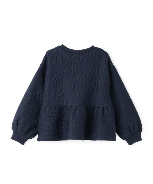KP（ケーピー）の「花ジャカード ペプラム トレーナー（スウェット・キッズ・ピンク/ネイビー・130cm/140cm/150cm/120cm）」の3枚目の写真
