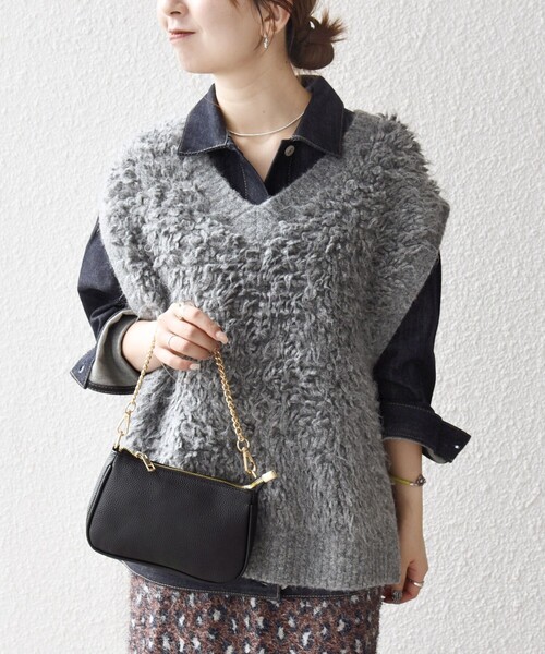 SHIPS any(シップス エニィ)の「SHIPS any: ループ ニット Vネック ベスト(ベスト・レディース・ナチュラル/グレー・ONE SIZE)」の17枚目の写真