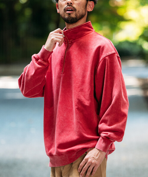 セール】HEAVY WEIGHT HALF ZIP PIGMENT SWT 13oz/ヘビーウェイト