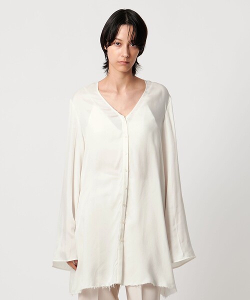 AEWEN MATOPH（イウエン マトフ）の「＜AEWEN MATOPH＞フレアVネックシャツワンピース（ワンピース・レディース・ホワイト/ブラック・FREE）」の9枚目の写真