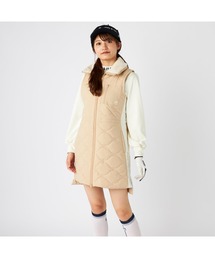 FILA GOLF フィラゴルフ ゴルフウェア ワンポイント ロゴ ストレッチ 撥水 保温 中綿入り ボンディング ボア付き ワンピース