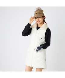 FILA GOLF フィラゴルフ ゴルフウェア ワンポイント ロゴ ストレッチ 撥水 保温 中綿入り ボンディング ボア付き ワンピース