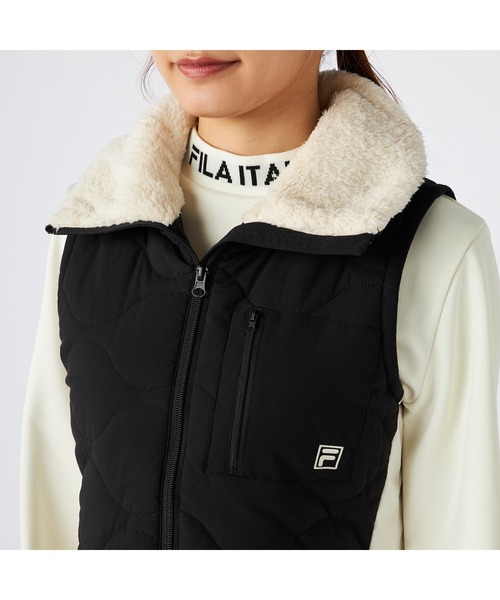 FILA GOLF(フィラゴルフ )の「FILA GOLF フィラゴルフ ゴルフウェア ワンポイント ロゴ ストレッチ 撥水 保温 中綿入り ボンディング ボア付き ワンピース(ワンピース・レディース・ベージュ/ブラック/オフホワイト・M/L/LL)」の19枚目の写真