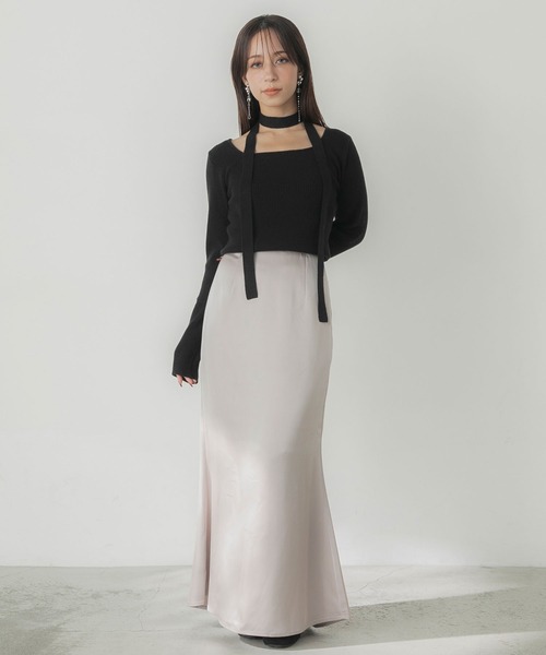 Elishe（エリシェ）の「タイ付き2WAYリブニットトップ（ニット/セーター・レディース・ブラック/アイボリー/レッド・FREE）」の13枚目の写真