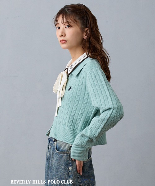 BEVERLY HILLS POLO CLUB(ビバリーヒルズポロクラブ)の「【BEVERLY HILLS POLO CLUB】ケーブル編みカーディガン(カーディガン/ボレロ・レディース・グリーン/ピンク/レッド/オフホワイト/ブラウン・FREE)」の20枚目の写真