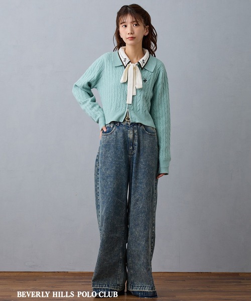 セール】【BEVERLY HILLS POLO CLUB】ケーブル編みカーディガン