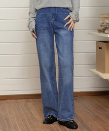 DAY CLOSET | レディース ウエスト2段階調整ボタンストレートデニムパンツ(デニムパンツ)