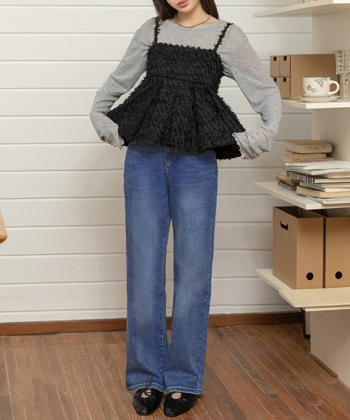 DAY CLOSET（デイ クローゼット）の「【大きいサイズ有/全周裏ゴム/2段階調整可】ウォッシュ加工ストレートデニムパンツ レディース（デニムパンツ・レディース・ブルー/ライトブルー/ブラック/インディゴブルー・2XL/XL/L/S/M）」の17枚目の写真