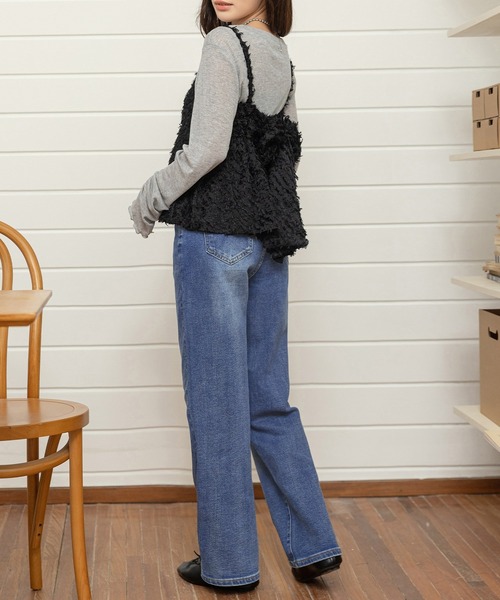 DAY CLOSET（デイ クローゼット）の「【大きいサイズ有/全周裏ゴム/2段階調整可】ウォッシュ加工ストレートデニムパンツ レディース（デニムパンツ・レディース・ブルー/ライトブルー/ブラック/インディゴブルー・2XL/XL/L/S/M）」の14枚目の写真