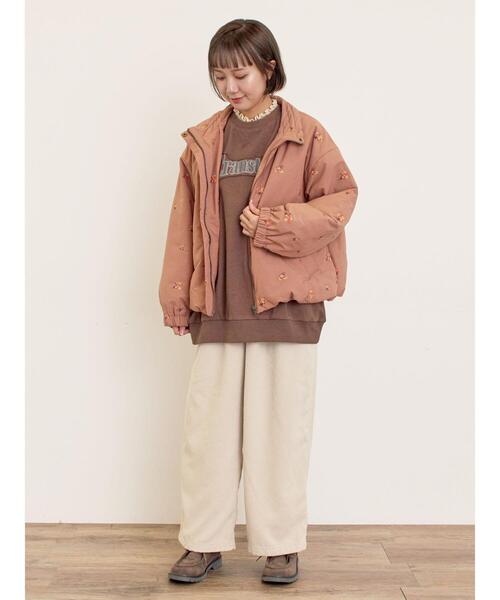 Samansa Mos2（サマンサ モスモス）の「小花総刺繍中綿ジャケット（ノーカラージャケット・レディース・オレンジ/キナリ/ブラック・F）」の21枚目の写真