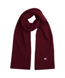 赤色 ロゴ刺繍 マフラー フリンジ付き 赤色 ロゴ刺繍 マフラー フリンジ付き マフラー（レッド/赤色系