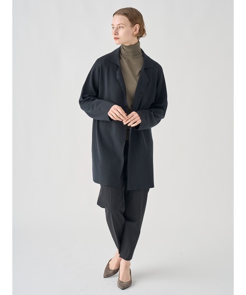 JOHN SMEDLEY（ジョンスメドレー）の「［UNISEX］ミラノリブ オープンカラー長袖ニットジャケット（ニット/セーター・メンズ・ブラック/チャコールグレー・L/M/S）」の2枚目の写真